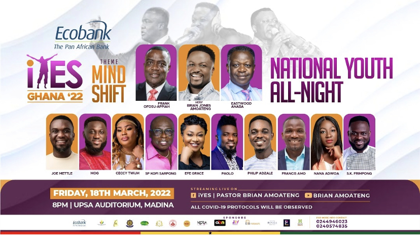 Pastor Brian Amoateng is set to host the First ever National Youth All Night on March 18th.